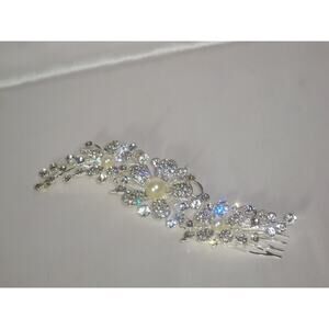 Floral rhinestone hair comb, party bridal Quenceanera festival prom hair comb